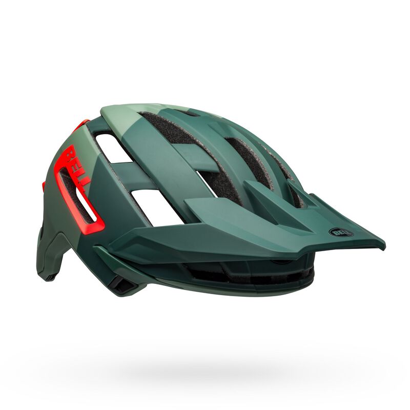 bell-super-air-r-flex-mips-mountain-bike-helmet-matte-gloss-green-infrared-no-chinbar-front-right